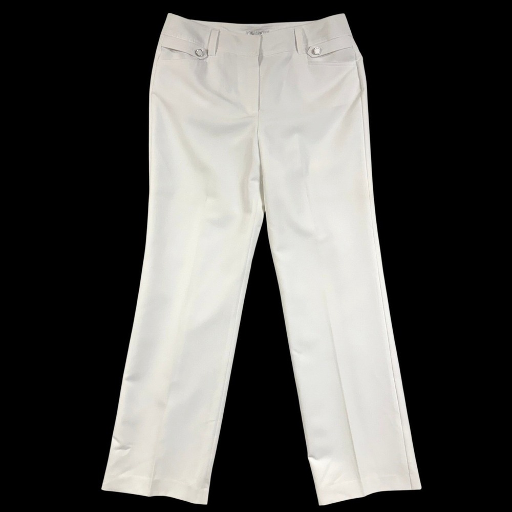 NWT Dressbarn 12 34x31 White Straight Leg Dress Pants Work Office Trouser Preppy